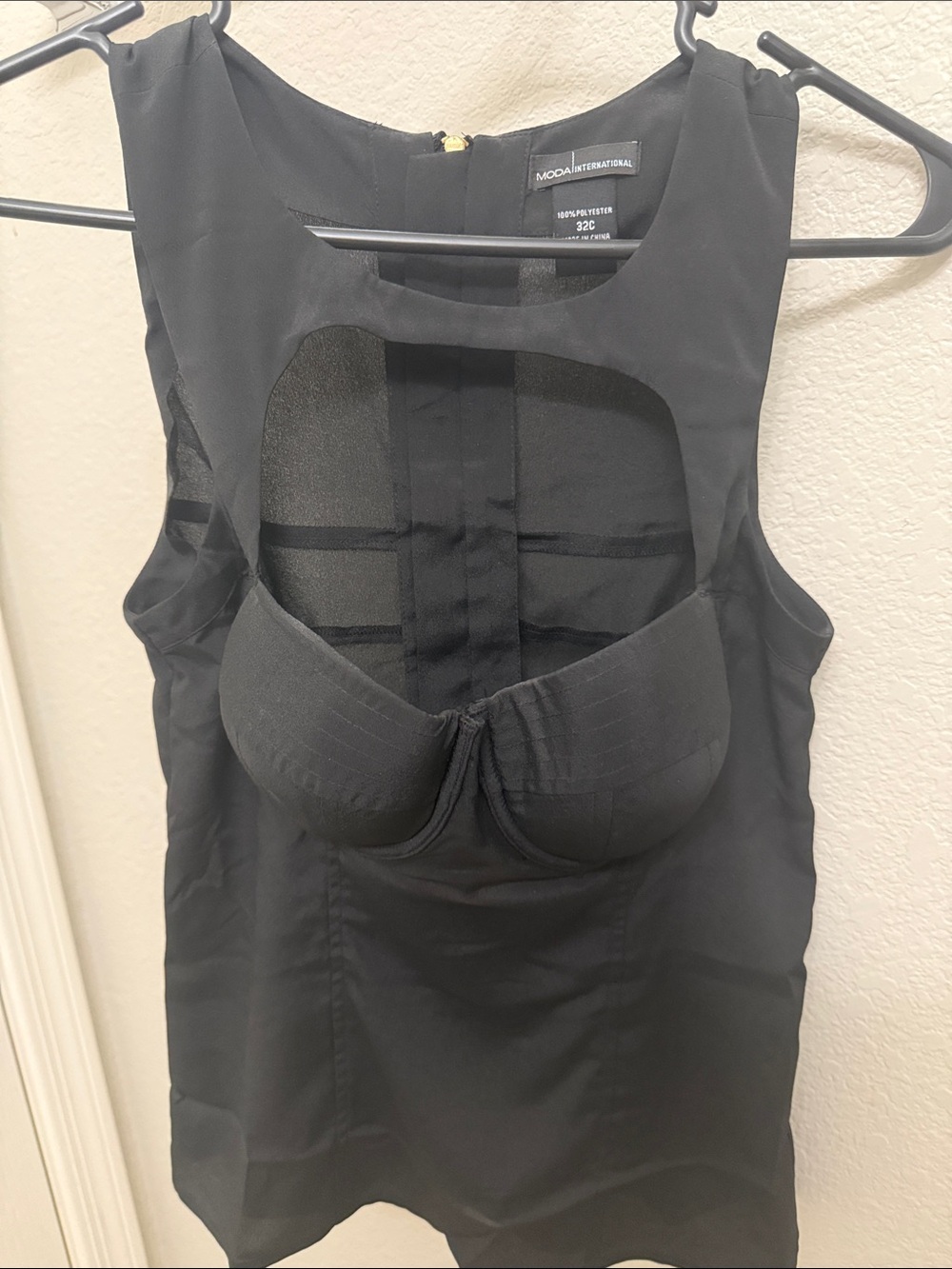 Moda International Black Cutout Bustier Tank